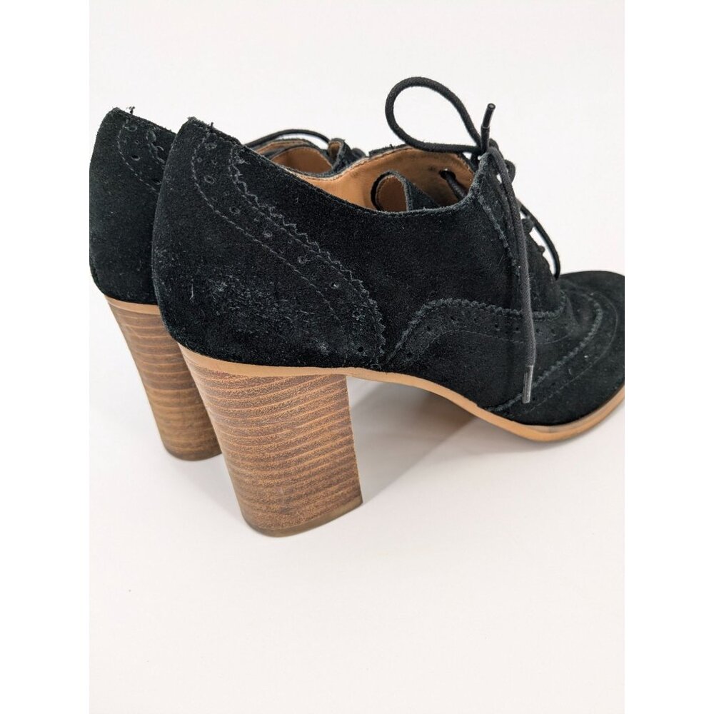 Steve Madden Suede Wingtip Oxford Booties Block Heel Lace up Academia Size 9.5 - Picture 14 of 15